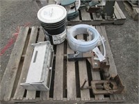 Pipe Vise, Hitch, Hose, Bucket of Screws, Stairs