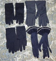 (4) Pairs Vtg Ladies Navy Blue Gloves