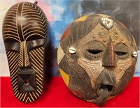 11 - LOT OF 2 AFRICAN MASKS MAX 13"L