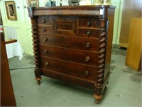 Victorian flame mahogany gents chest with barley