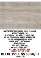 Waterproof Click Lock Vinyl Flooring w/ Pad x1228