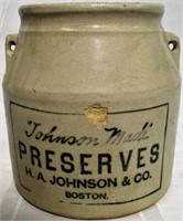 Johnson Made Preserves Boston Stoneware Jar