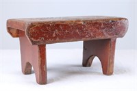 Primitive Red Painted Milking Stool