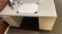 30in x 60in Metal Desk w/ Glass Top and blotter