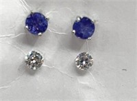 14k White Gold Swarovski Earrings & Tanzanite