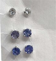 White Gold Small Studs & 2 Pair Tanzanite studs