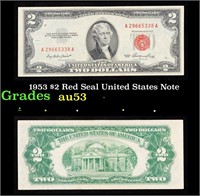 1953 $2 Red Seal United States Note Grades Select