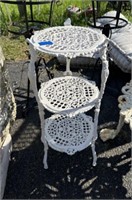 Vintage White Painted Metal Three Tier Side Table