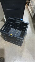 Plastic tote with handle and wheels