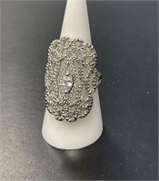 Sterling Silver Filigree Ring with CZ Stone