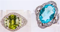 Jewelry Lot of 2 Gemstone Cocktail Rings