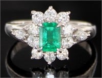 Platinum 1.39 ct Natural Emerald & VS Diamond Ring