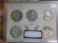 5 US Half dollars 1901,1944,1957,1964, Silver