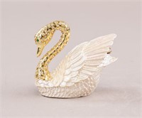Bejeweled Hinged Metal Swan Trinket Ring Box