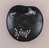 Chinese Black Lacquer Tray with Inserted Shell