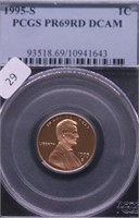 1995 S PCGS PF69RED LINCOLN CENT