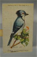 Blue Jay Zira Cigarette Card on Linen