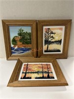 Lot of 3 hand painted photos by "Bernie”
