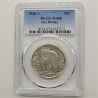 1936 S HALF DOLLAR PCGS MS65 BAY BRIDGE