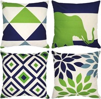 WEYON 20x20 Pillow Covers  4-Pack  Navy/Green