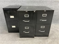 3 Metal 2-Drawer Filing Cabinets