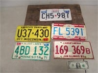 Lot of Assorted License Plates - 1 Wood Mounted