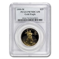 1999-w 1/2 Oz Proof American Gold Eagle Pr-70 Pcgs