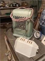Arvin vintage heater and vintage light fixture