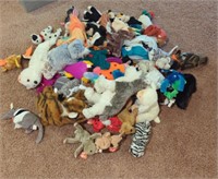 Lot of Beanie Babies and other plush toys
