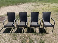 4 Gray Waterproof Wicker Arm Chairs