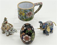 4pc Miniature Chinese Cloisonne