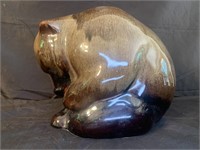 Large Ceramic Drip Glaze Bear Statue marked 23