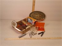 Mixed lot of multi-tool, A&W root beer glasses,