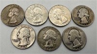 7 - 90% Silver Quarters 1945-1964