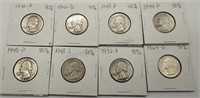 8 - 90% Silver Quarters 1941-1964