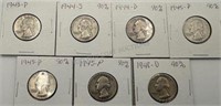 7 - 90% Silver Quarters 1943-1948