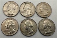 6 - 90% Silver Quarters 1962