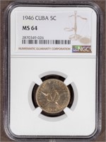 1946 5C CUBA CENTAVO MS64 NGC