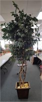 8' Artificial Ficus Tree in Metal Planter