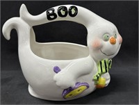 WCL Porcelain Ghost Boo Handled Candy Dish Bowl