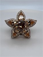 Champagne Tourmaline Gold-Toned Silver Star Ring