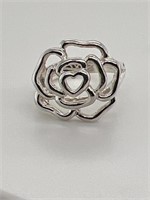 Vintage Rose Flower Silver Ring