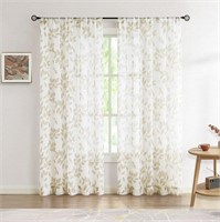 B4095  Exultantex Leaf Pattern Sheer Curtains 50"W