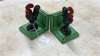 Pair of Cast Iron Rooster Bookends