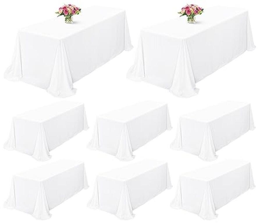 Showgeous 8 Pack White Tablecloth 90 x 156 Inch,