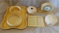 Antique celluloid vanity items: Tray - Dual photo
