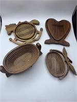 Carved wooden baskets