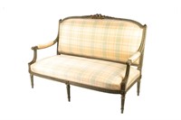 FRENCH PAINTED & UPHOLSTERED SETTEE