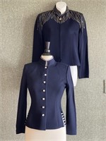 Two St John Evening Embellished Navy Knit Jackets