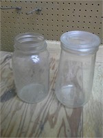 Vtg jar with glass top, Ball jar